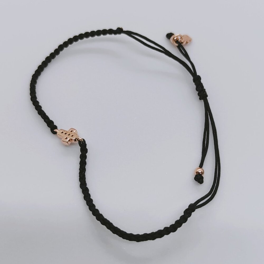 TOUS Motif cross Bracelet in Rose Gold Vermeil with Spinels and black Cord - Picture 11 of 11